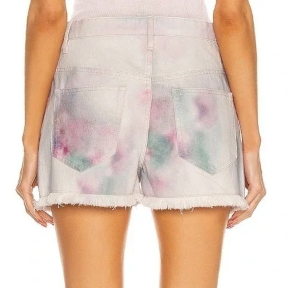 NWOT Isabel Marant Etoile Lesiabb Denim Shorts in Celadon Watercolor Sz 38 or 6